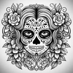 color a wooden sugar skull cutout of a woman