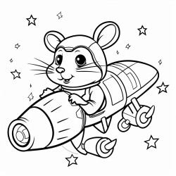 a rat piloting a tiny rocket ship