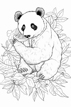 panda eating leaves