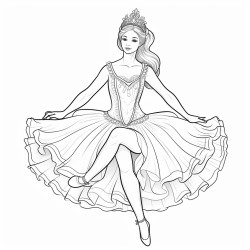 ballerina wearing a crown arms in fifth position en pointe with toe on one knee