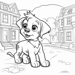 puppy walking down the street