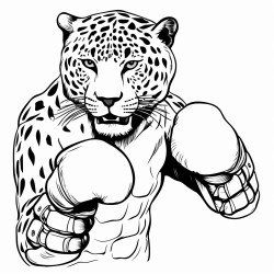 a leopard wearing boxing gloves