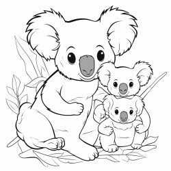 family cubs of koala