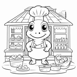 cartoon kawai frogs bakery shop theme