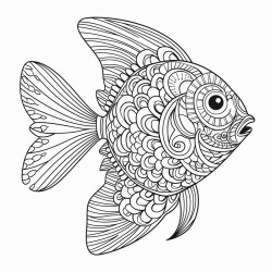 mandala fish thick black outline