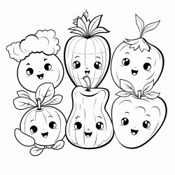 fruits and vegetables with happy faces