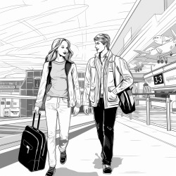 young couple in there twenties at the sky harbor airport  baggage claim