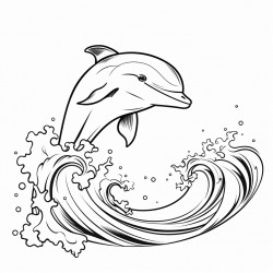 playful dolphin with cute features jumping over waves in the ocean
