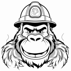 an angry gorilla fire fighter face