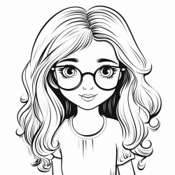 8 year old girl with long hair and glasses