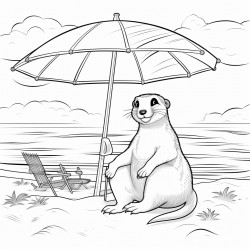 un suricate  qui se fait bronzer sur le dos  couche sur un transat  la plage