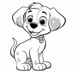 a cut puppy in smiile in bold and clear line