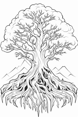 a tree of fire and ice on top of a hill