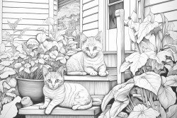 kittens playing in backyard