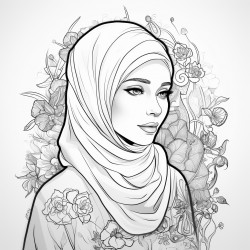 a muslim woman in hijab wearing a floral tiara