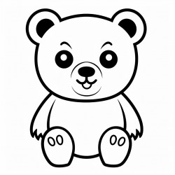 a simple cute bear with bold line art no background