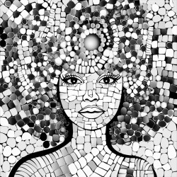black woman with afro mosaic