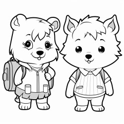 a wolf unicorn and polar bear are at school together