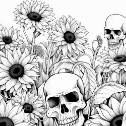 skulls and sunflowers