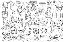 collage of fitness and sports