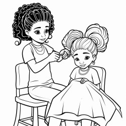 black girl as a hairdresser with a client in the chair
