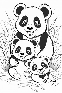 a happy panda family
