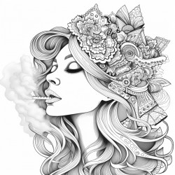 woman smoking psycadelic