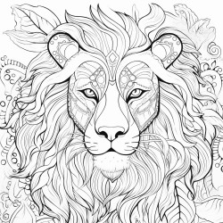 stress relief adult coloring page with lion patterns and many more for relaxation clear lines