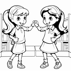 two girl teachers fist bumping in classroom