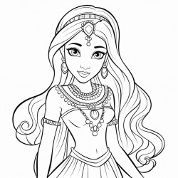 princess with long hair and looks more indian