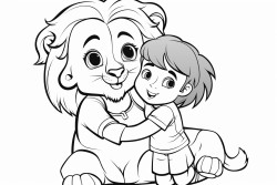 lion hugging child