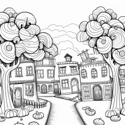 candy trees in spooky street