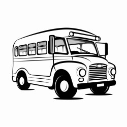 v3ct0r style simple flat vector art isolated on white bg school bus