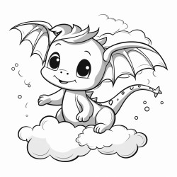 cute little baby dragon flying in the sky