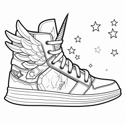 a basketball shoe inspired by a unicorn with a horn and a magical aura