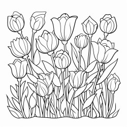 a garden of tulips in various colors