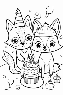a fox and a deer celebrating their birthdays