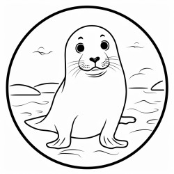 a cute icelandic harbor seal with bold on empty background