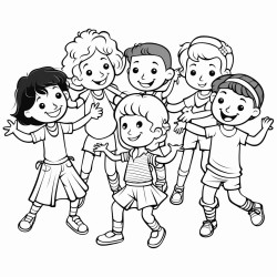 ten children dancing at school
