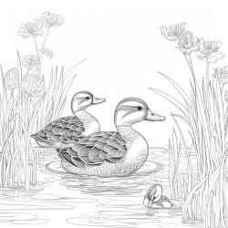 cute babyducks swimming in pond