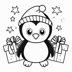 cute christmas coloring book page no colors bold lines
