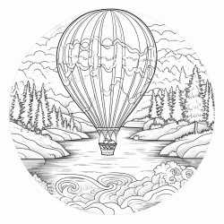 balloon with shallow ornaments over the river