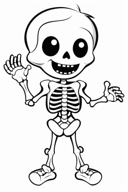 cute cartoon skeleton taking xray
