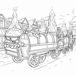 coloring pages christmas parade cartoonstyle thick lines no shadow