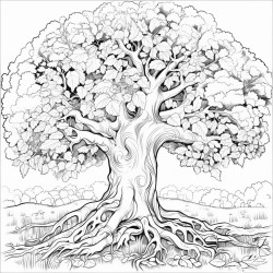 huge oak trees with whimsical vines and leaves wrapping all around it