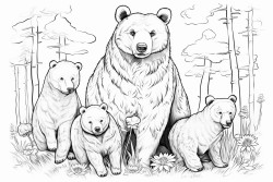family of bears with a mom dad older brother and 2 younger sisters going to the park