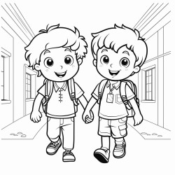 happy friends in school