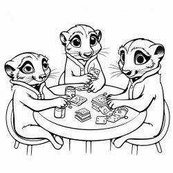 4 meerkats playing poker