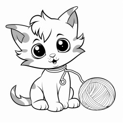 curious kitten  a kitten playing with a ball of yarn