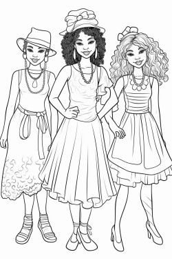 a group of girls all dressed up